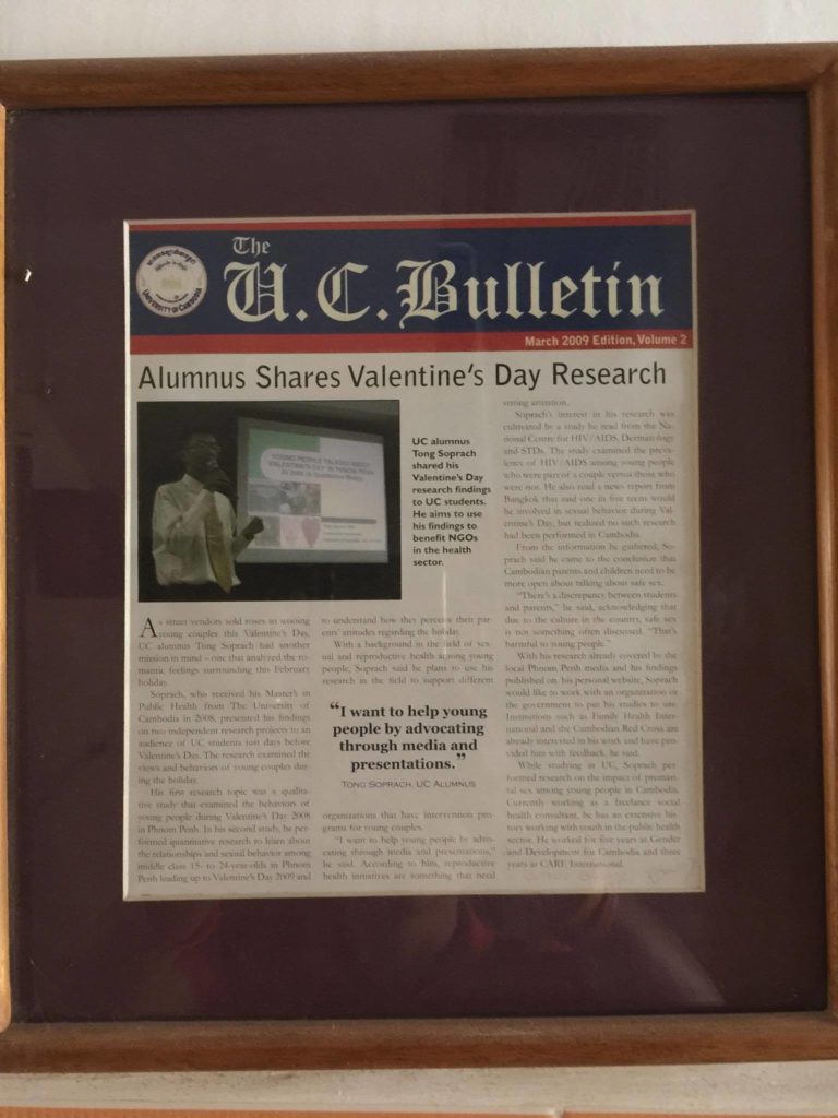 Soprach presented the Valentine's Day findings on Sexual Relationship among Young People to the publics at UC conference room, February 2009. by Rachael Brugger, UC Bulletin. 